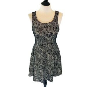 EXPRESS Dress  Black/Cream Floral Lace Whimsigoth Cocktail  Office  S/P Retro‎